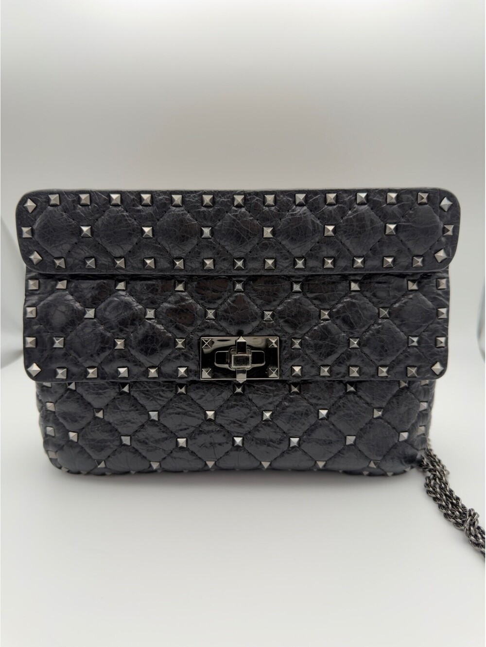 Valentino Garavani Black Quilted Leather Rockstud Spike Medium Shoulder Bag